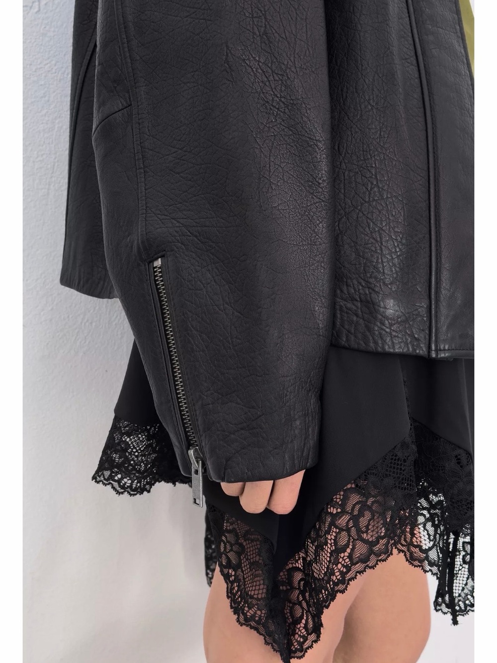 Zara Black 100% Leather Stand Collar Jacket - Picture 6 of 8